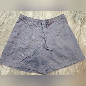 J. Jill Women’s 14 Blue 100% Cotton Shorts Elastic Waist Drawstring Casual Comf